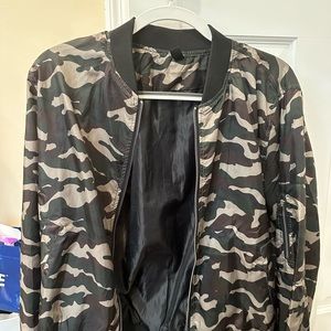 Camouflage Satin Bomber Jacket